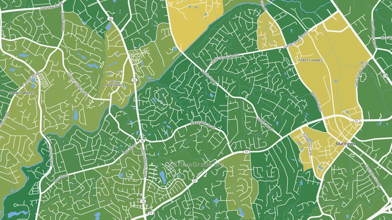 Sardis Forest, Charlotte, NC Map of Arson Rates