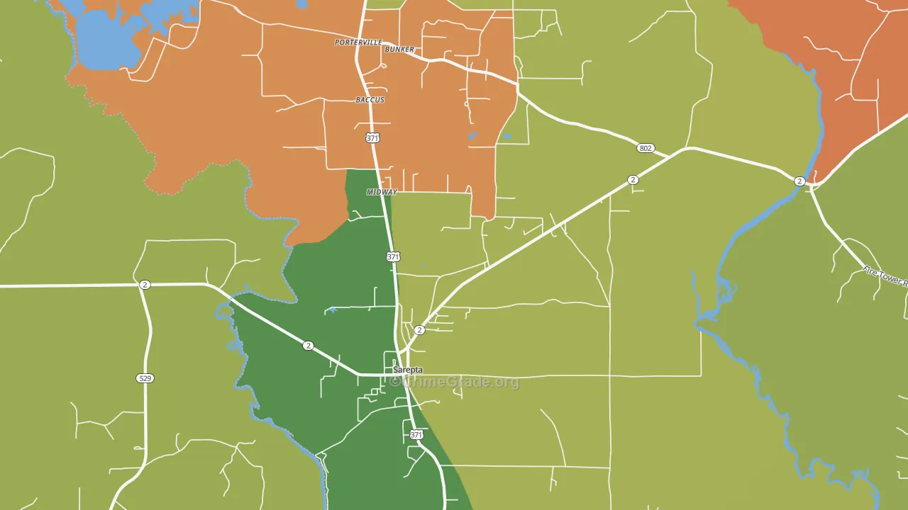 Sarepta, LA Map of Arson Rates