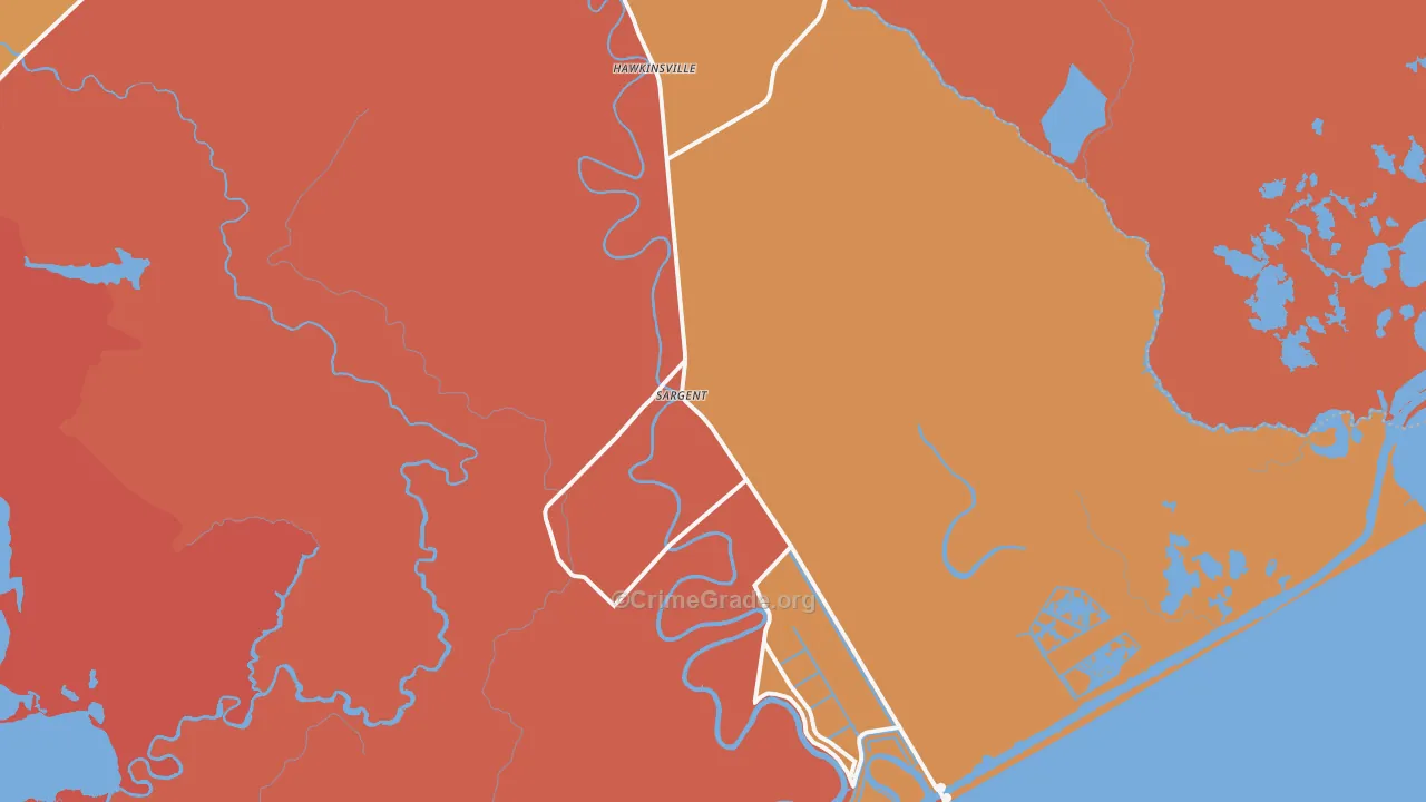 Sargent, TX Map of Arson Rates