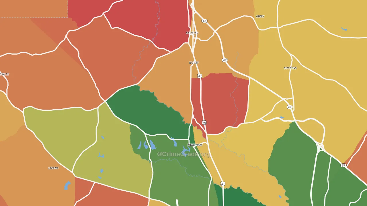 Saucier, MS Map of Arson Rates