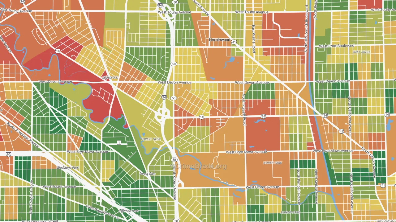Sauganash, Chicago, IL Map of Arson Rates