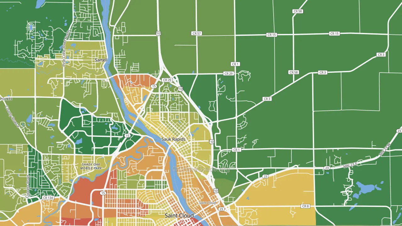 Sauk Rapids, MN Map of Arson Rates