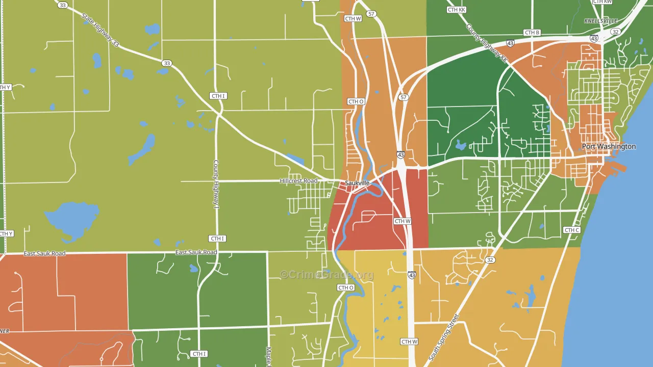 Saukville, WI Map of Arson Rates
