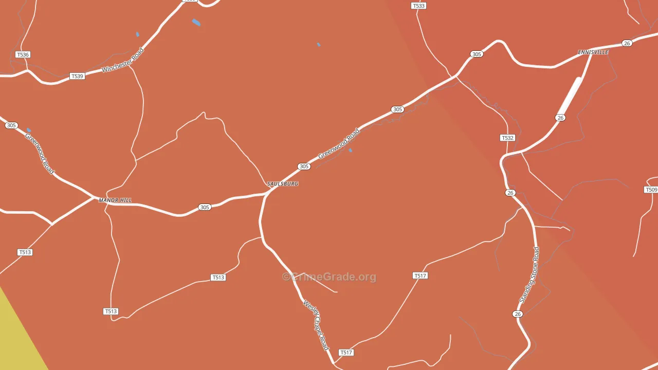 Saulsburg, PA Map of Arson Rates