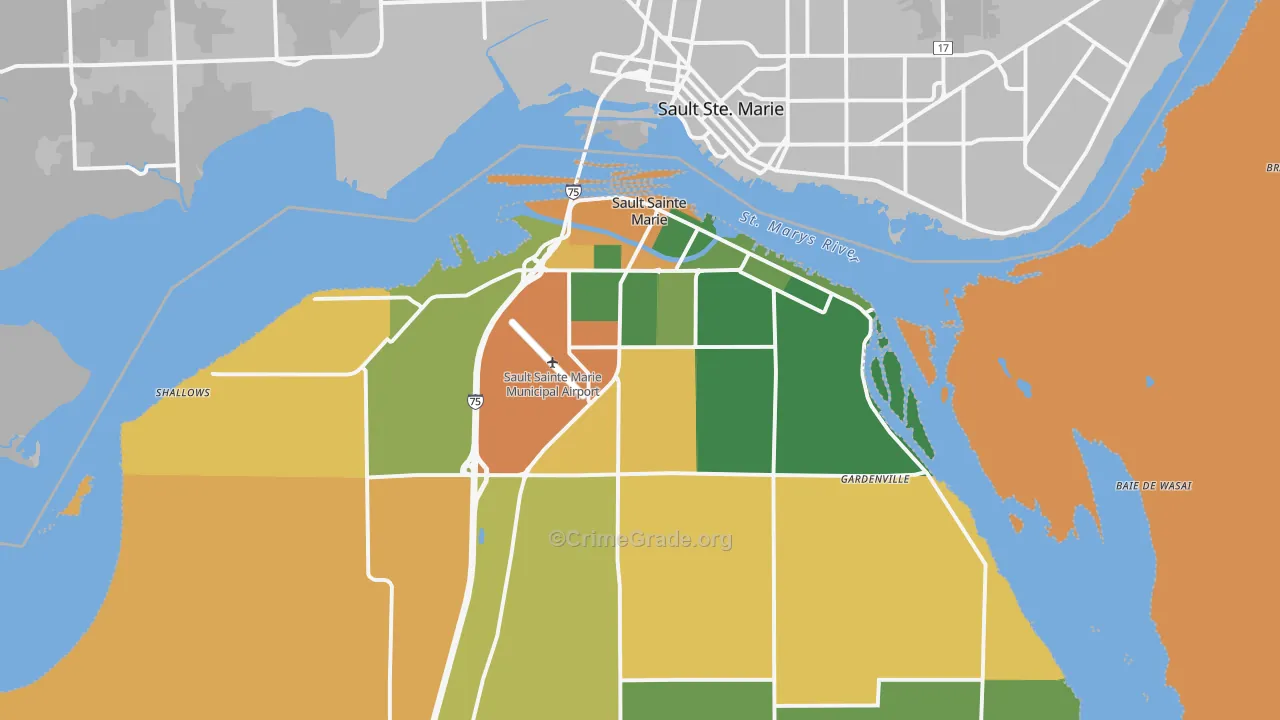 Sault Ste. Marie, MI Map of Arson Rates
