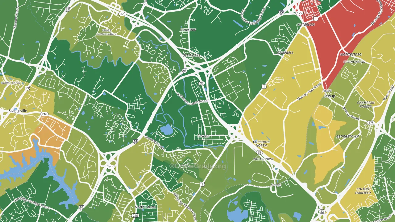 Savage-Guilford, Laurel, MD Map of Arson Rates
