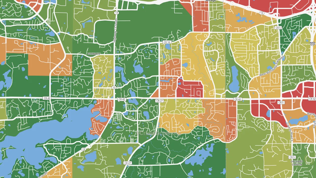 Savage, MN Map of Arson Rates