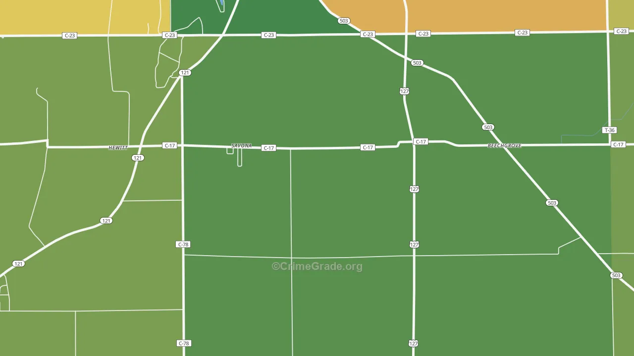 Savona, OH Map of Arson Rates