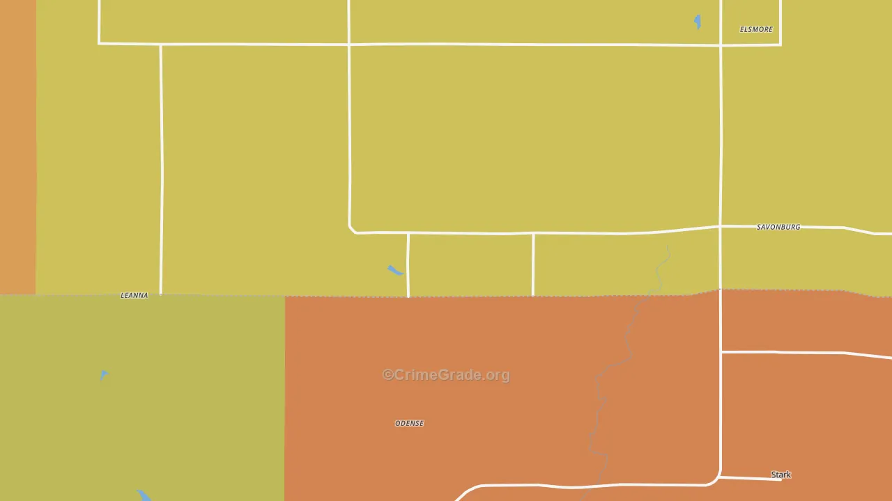 Savonburg, KS Map of Arson Rates