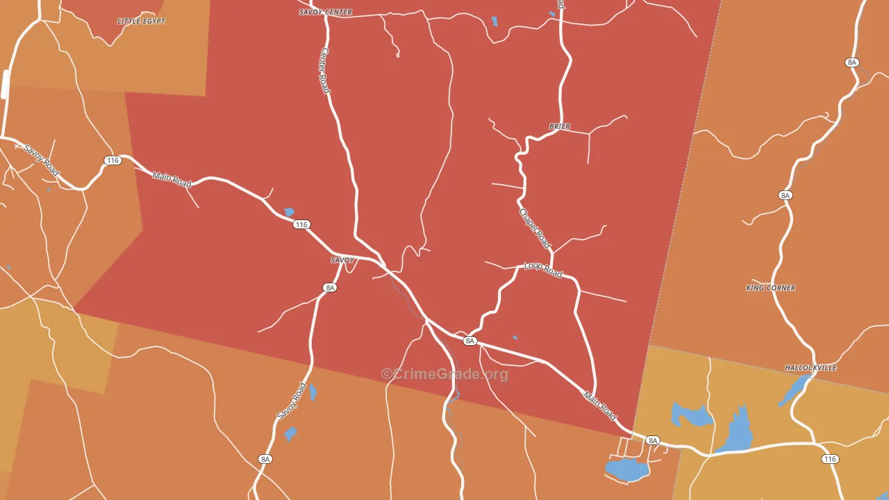 Savoy, MA Map of Arson Rates
