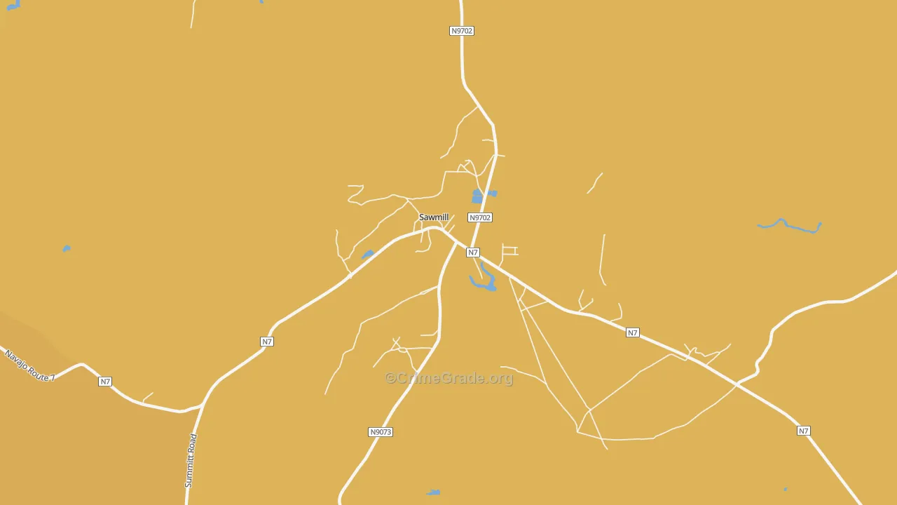Sawmill, AZ Map of Arson Rates