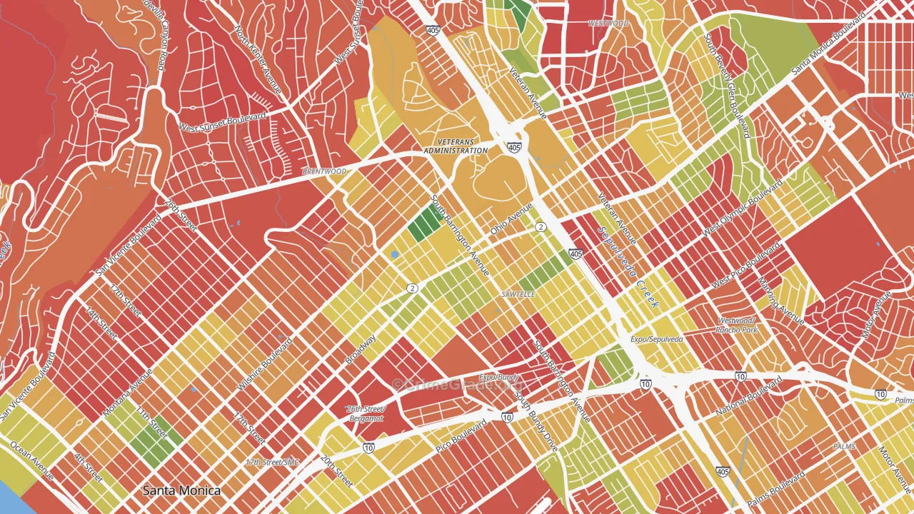 Sawtelle, Los Angeles, CA Map of Arson Rates