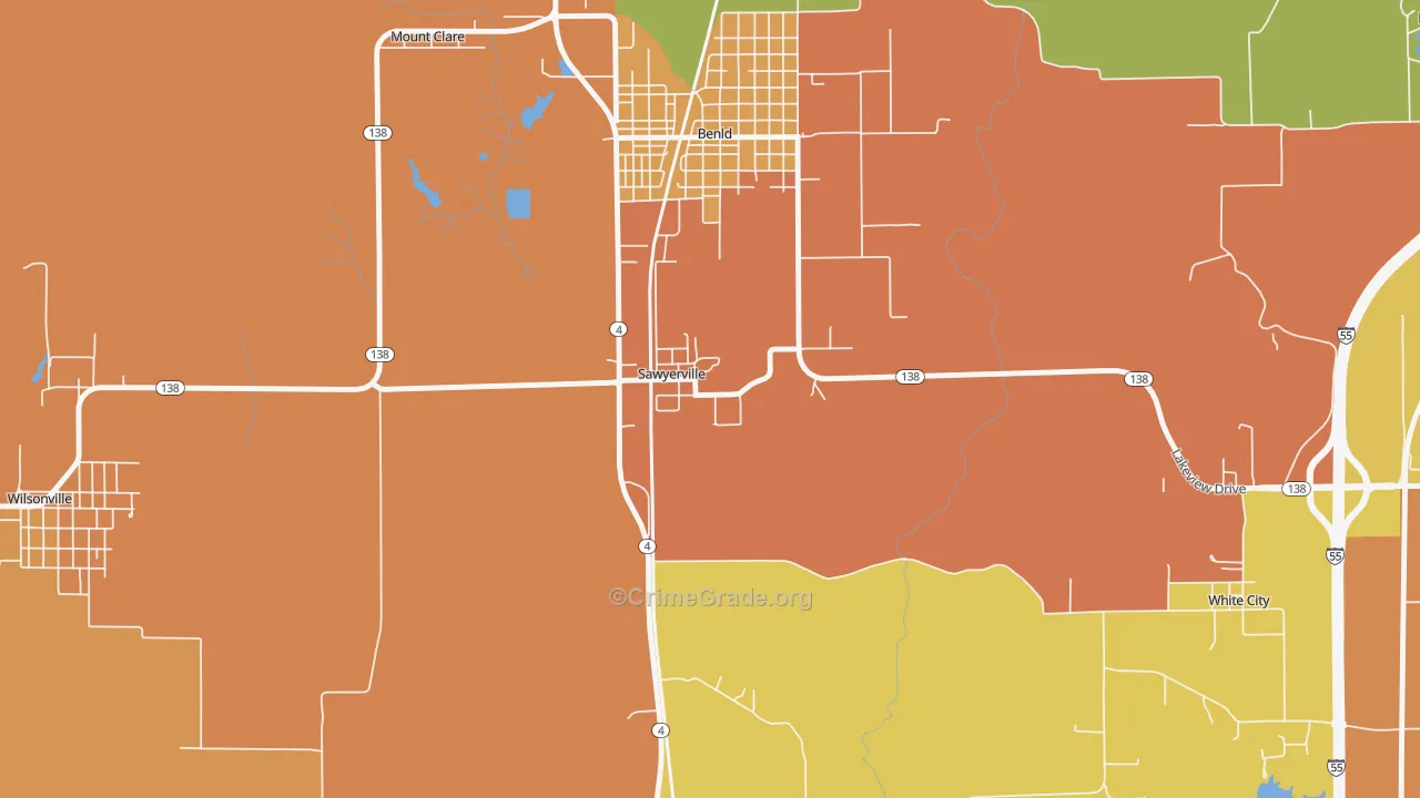 Sawyerville, IL Map of Arson Rates