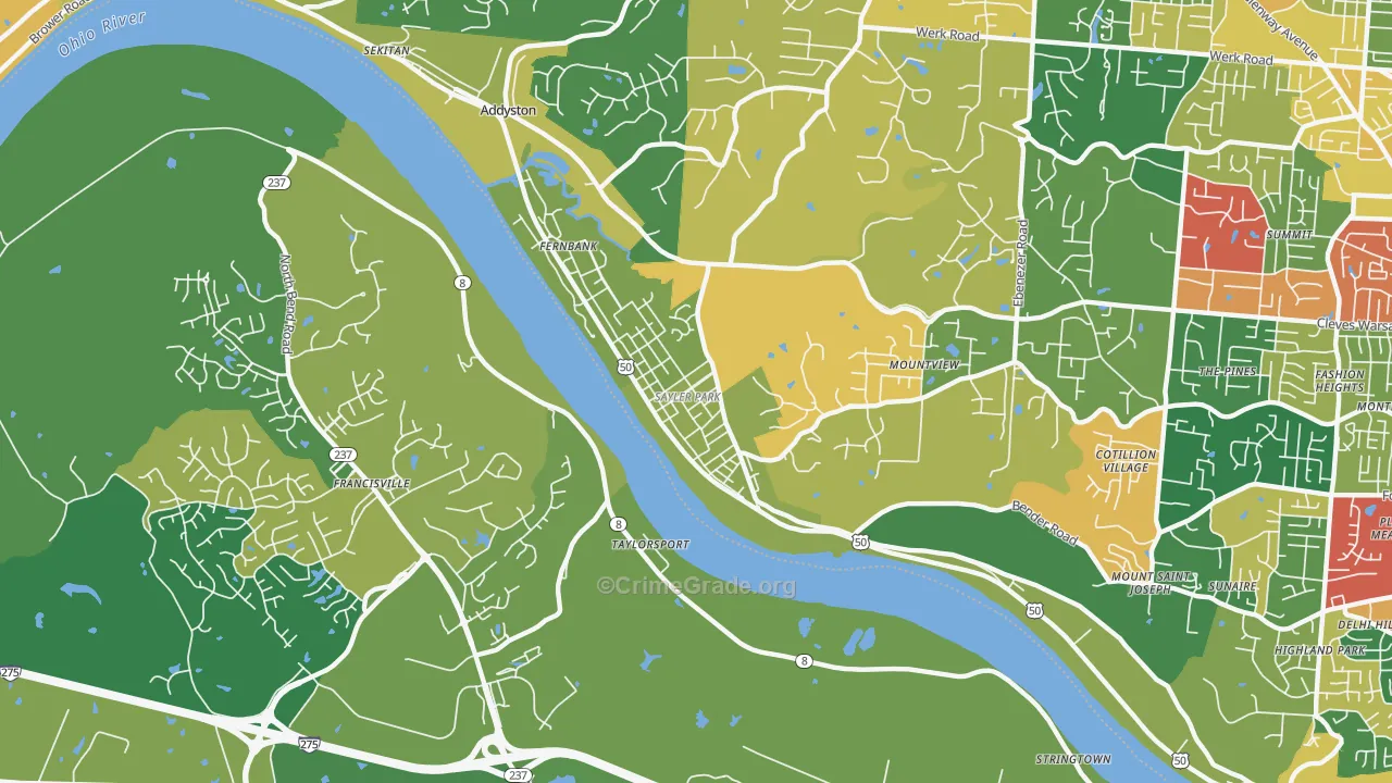 Sayler Park, Cincinnati, OH Map of Arson Rates