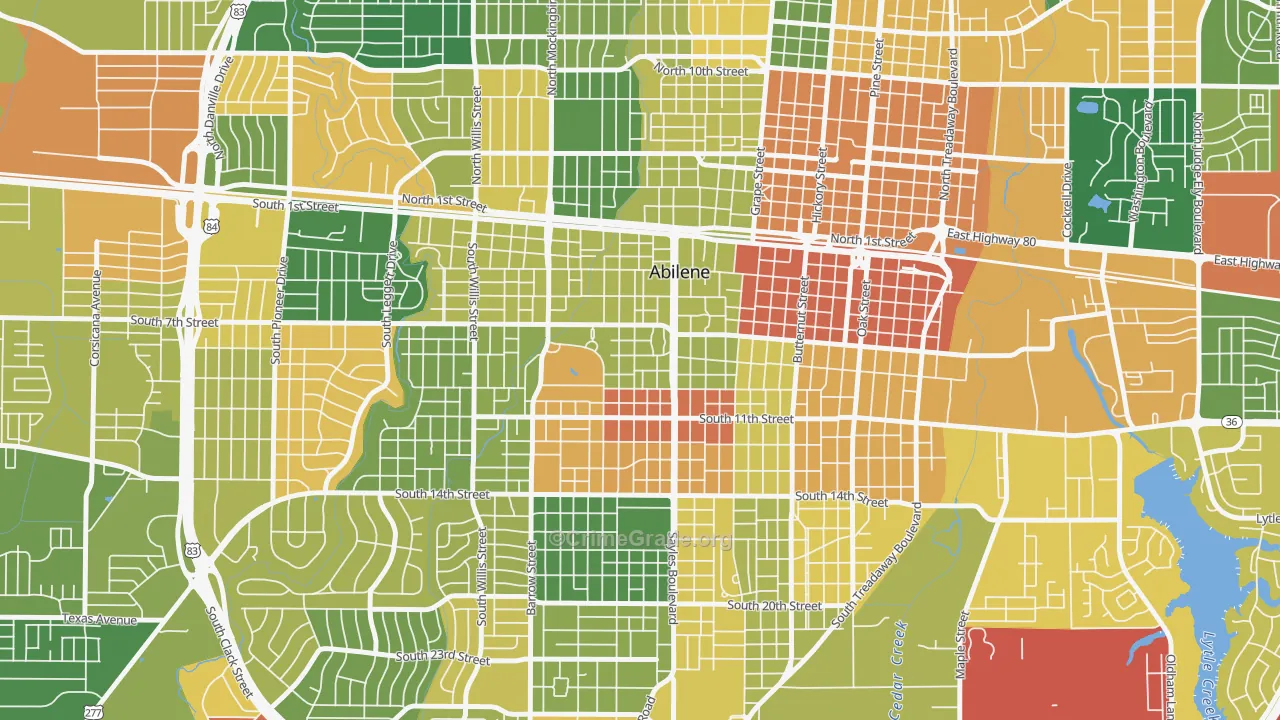 Sayles Boulevard Area, Abilene, TX Map of Arson Rates