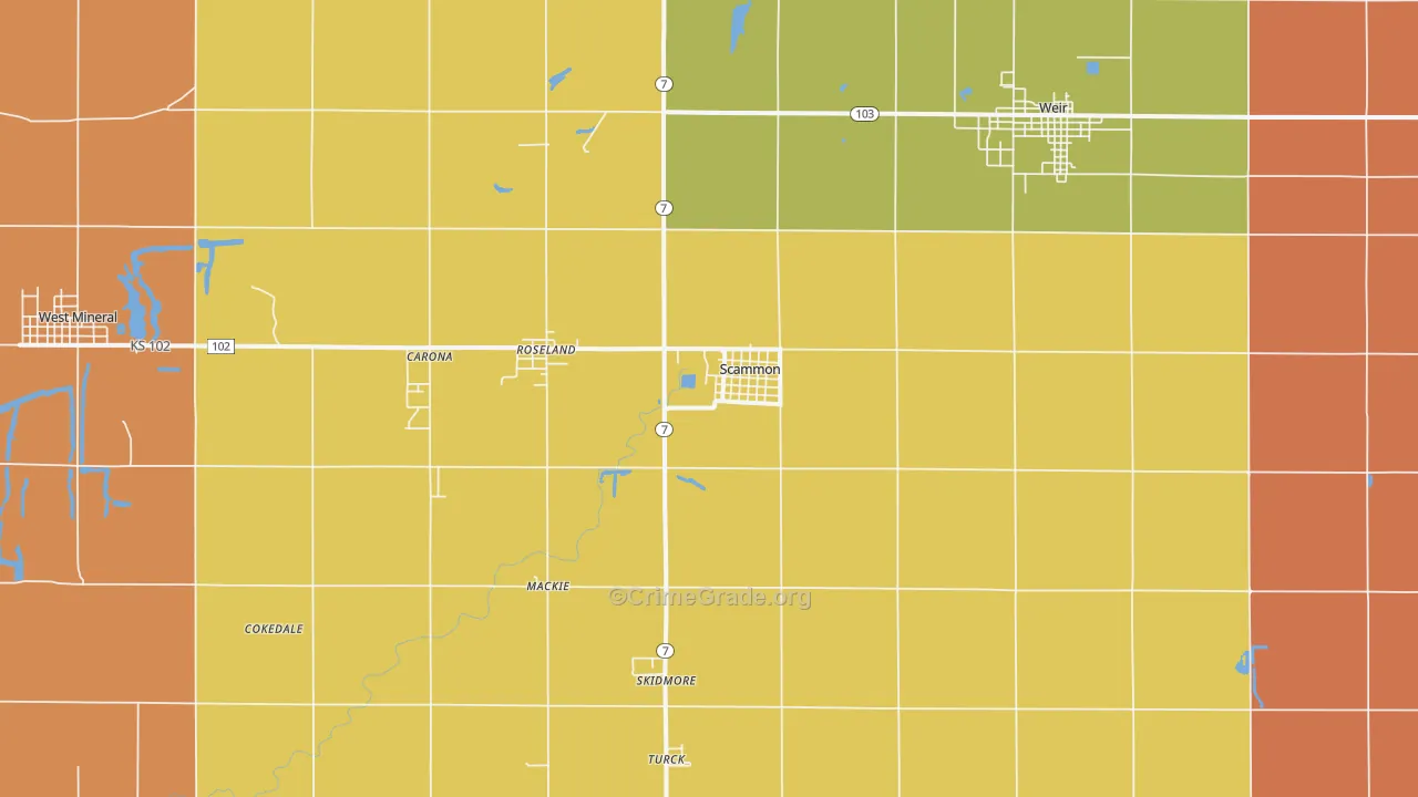 Scammon, KS Map of Arson Rates