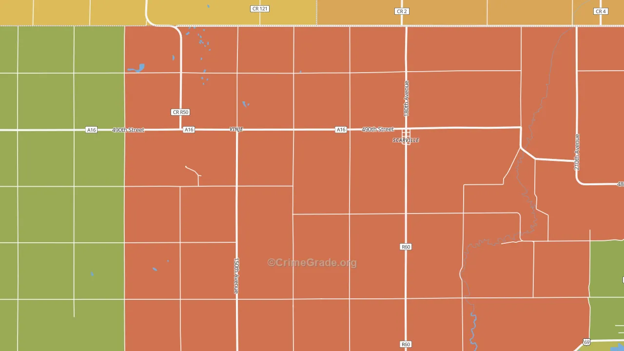 Scarville, IA Map of Arson Rates