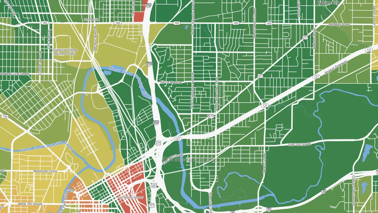Scenic Bluff, Fort Worth, TX Map of Arson Rates
