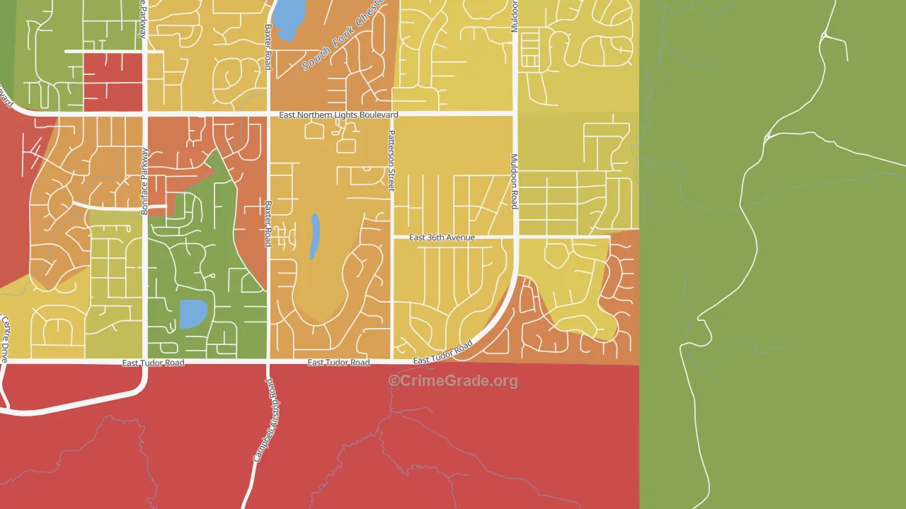 Scenic Foothills, Anchorage, AK Map of Arson Rates