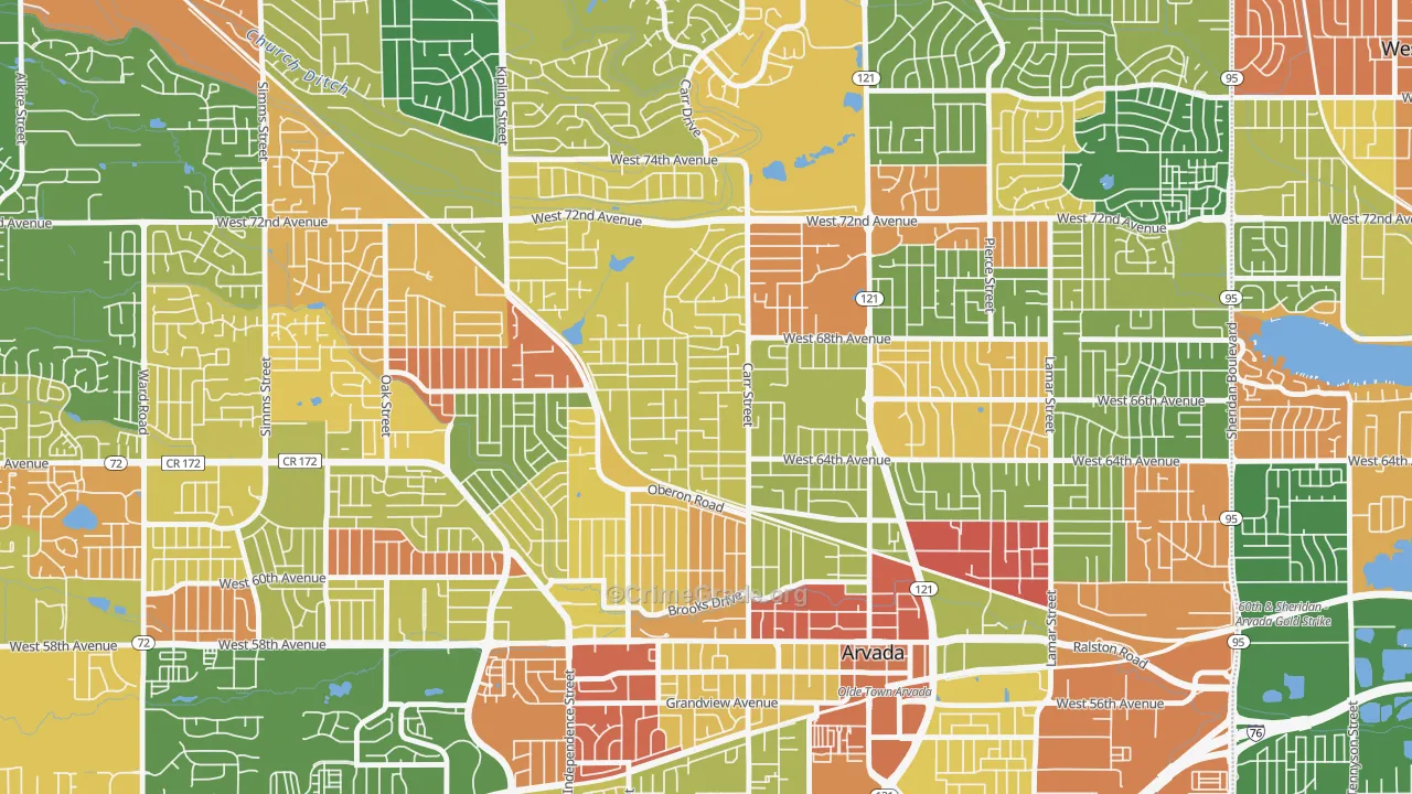 Scenic Heights, Arvada, CO Map of Arson Rates