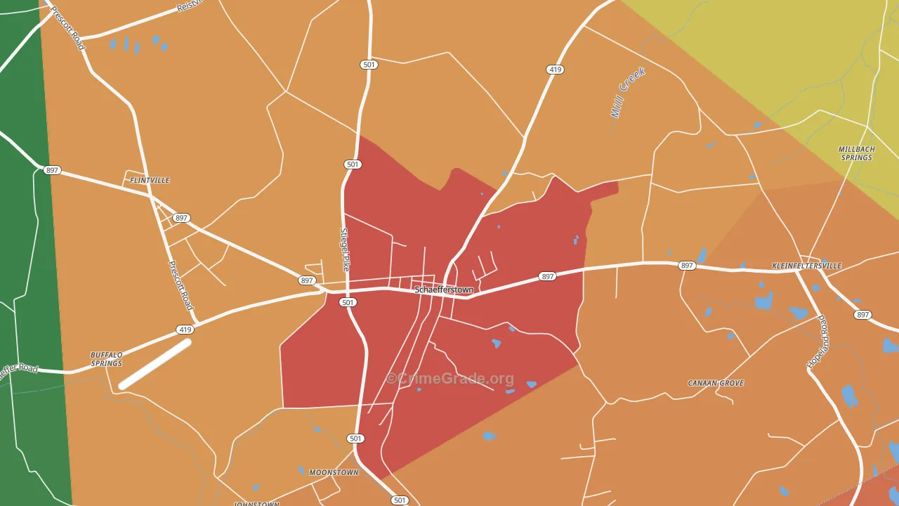 Schaefferstown, PA Map of Arson Rates