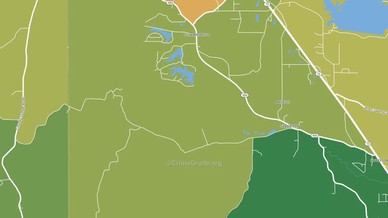 Schamberville, MS Map of Arson Rates