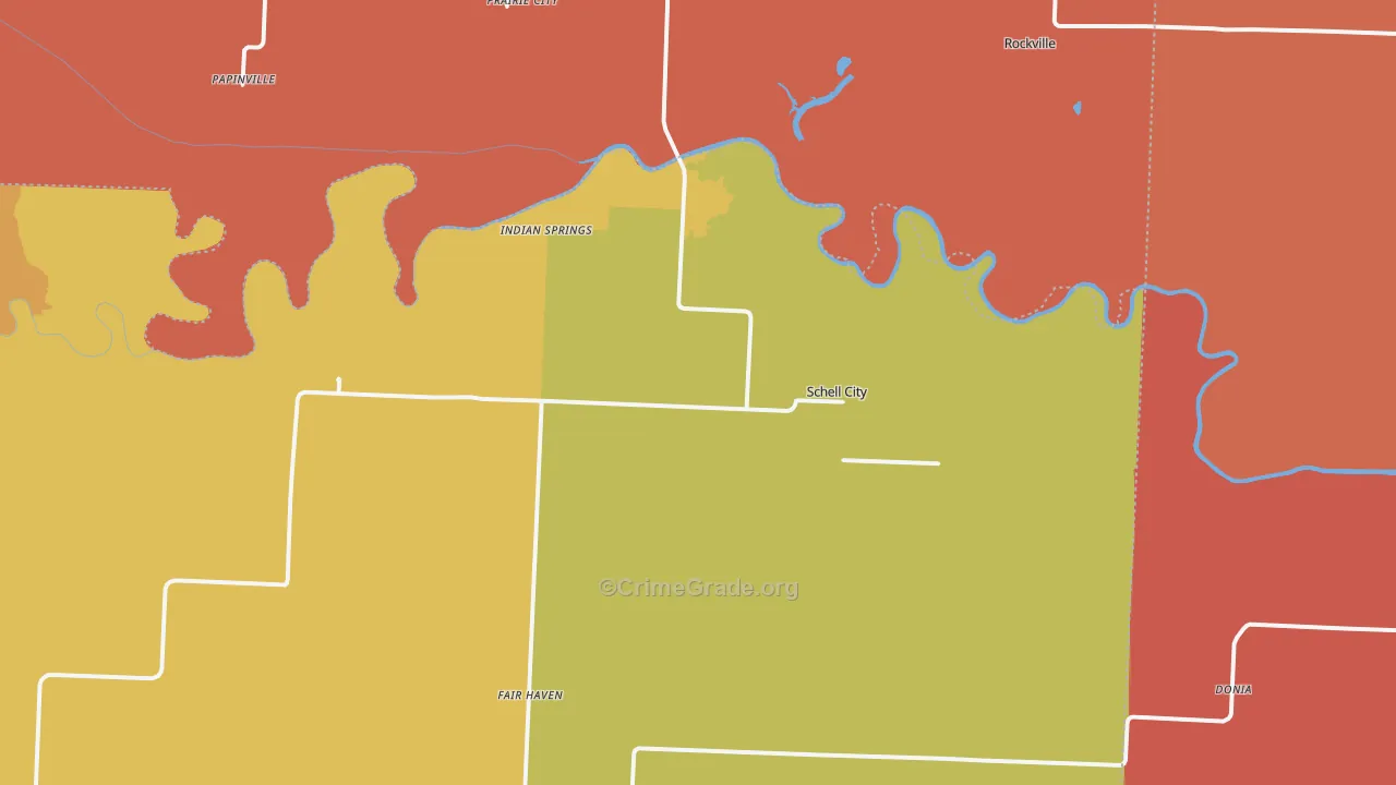 Schell City, MO Map of Arson Rates