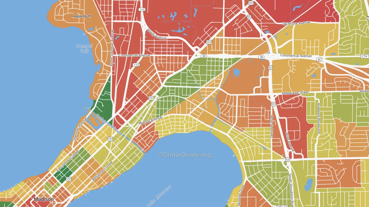 Schenk-Atwood-Starkweather-Yahar, Madison, WI Map of Arson Rates