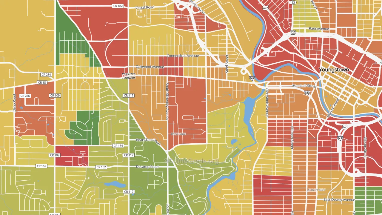 Schenley, Youngstown, OH Map of Arson Rates