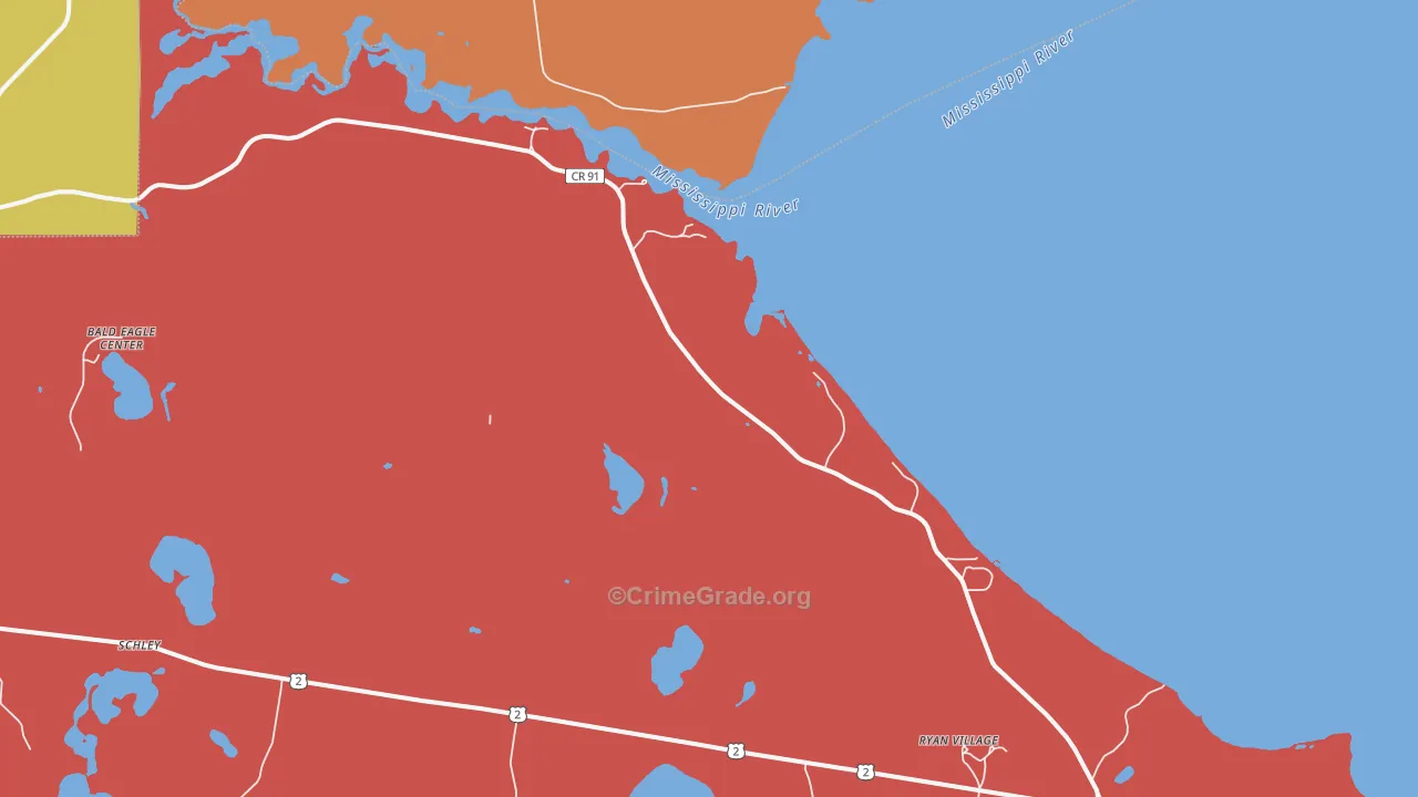 Schley, MN Map of Arson Rates