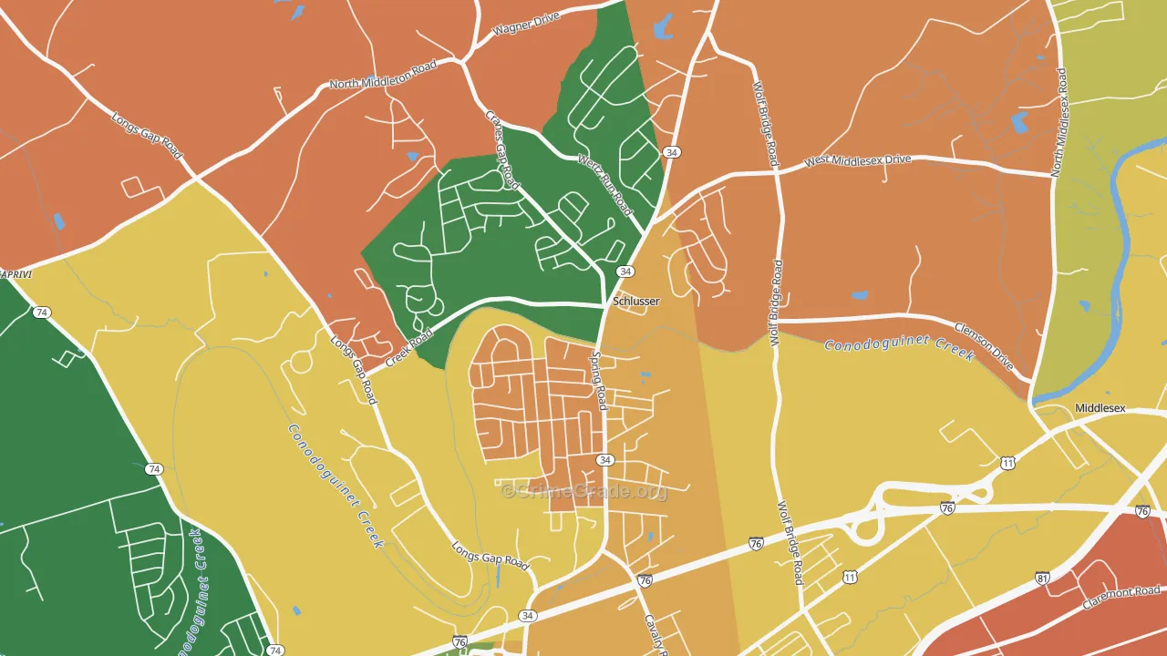 Schlusser, PA Map of Arson Rates