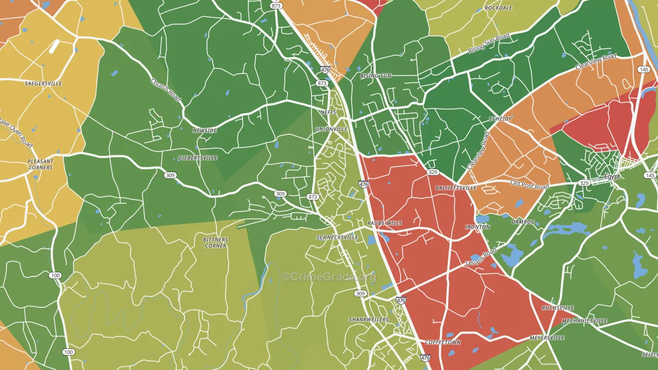 Schnecksville, PA Map of Arson Rates