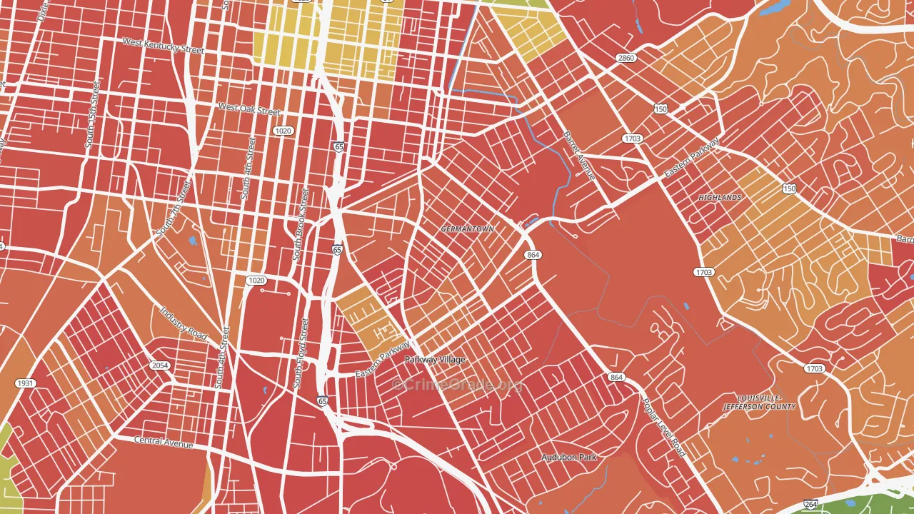 Schnitzelburg, Louisville, KY Map of Arson Rates