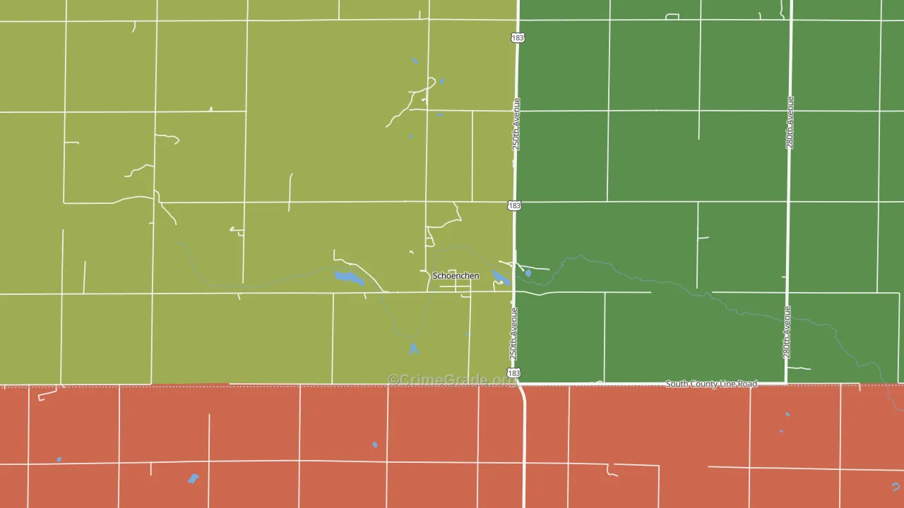 Schoenchen, KS Map of Arson Rates