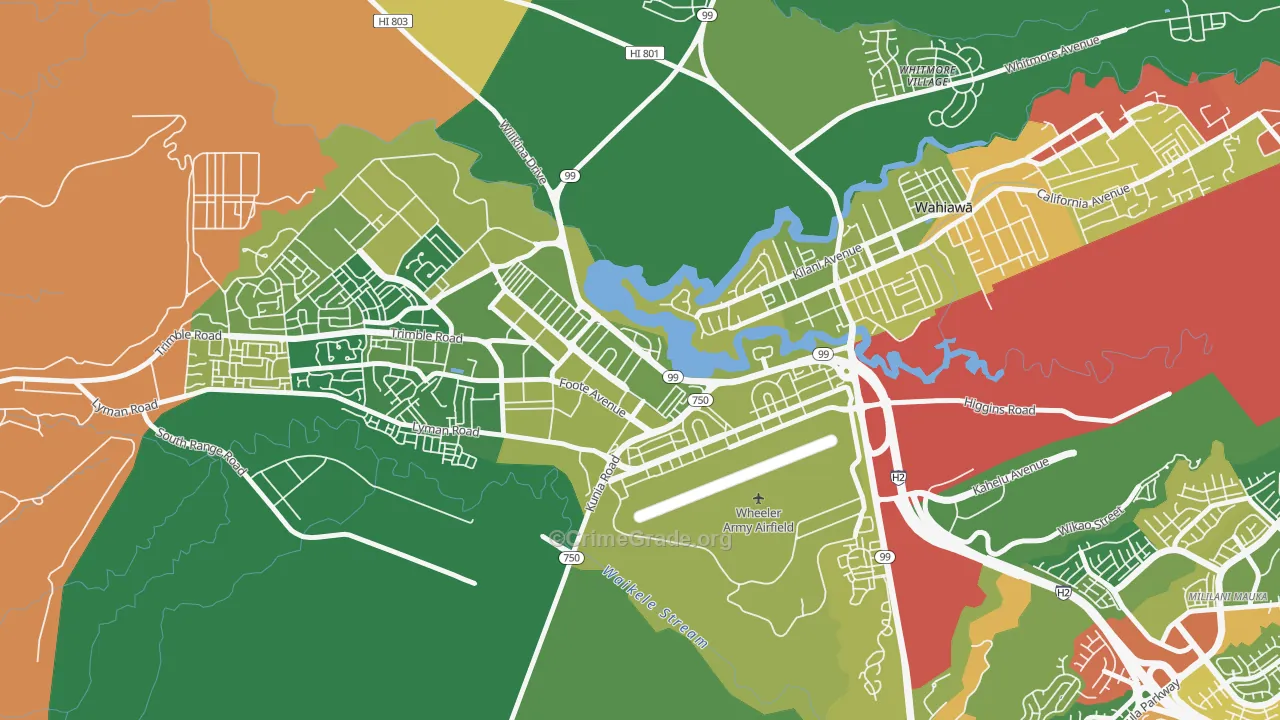 Schofield Barracks, HI Map of Arson Rates