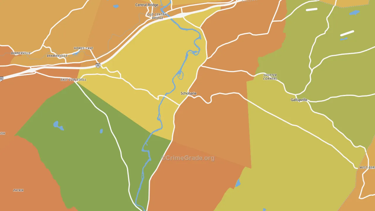 Schoharie, NY Map of Arson Rates