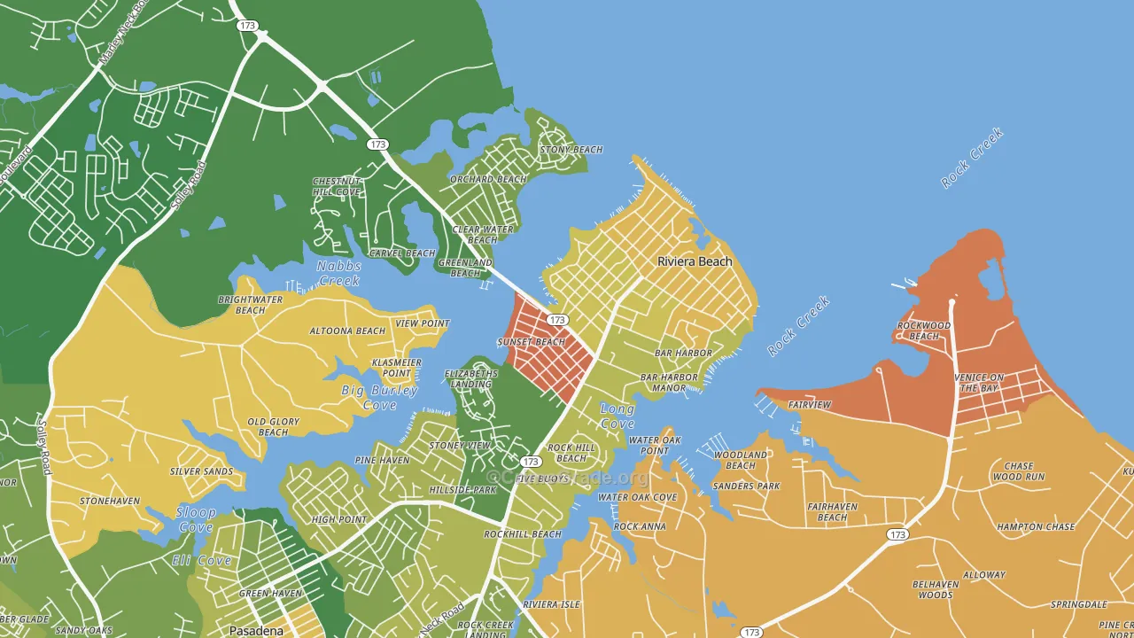School Gardens, Riviera Beach, MD Map of Arson Rates