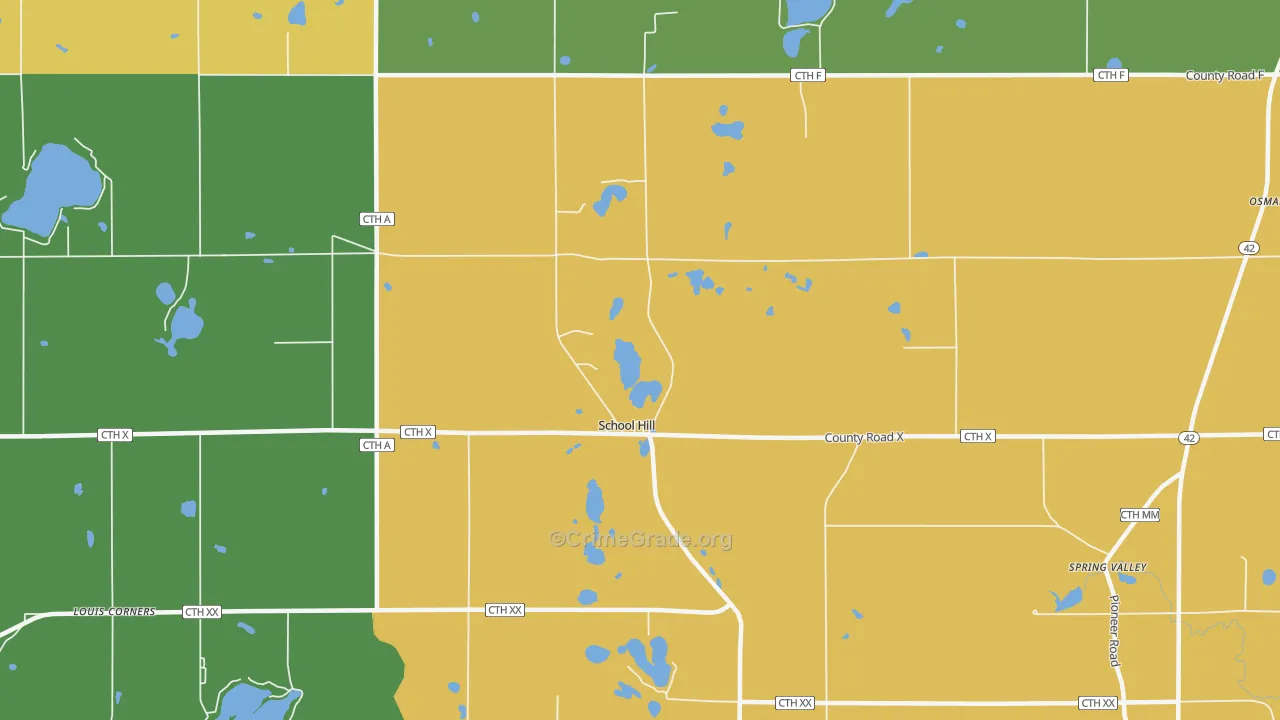 School Hill, WI Map of Arson Rates