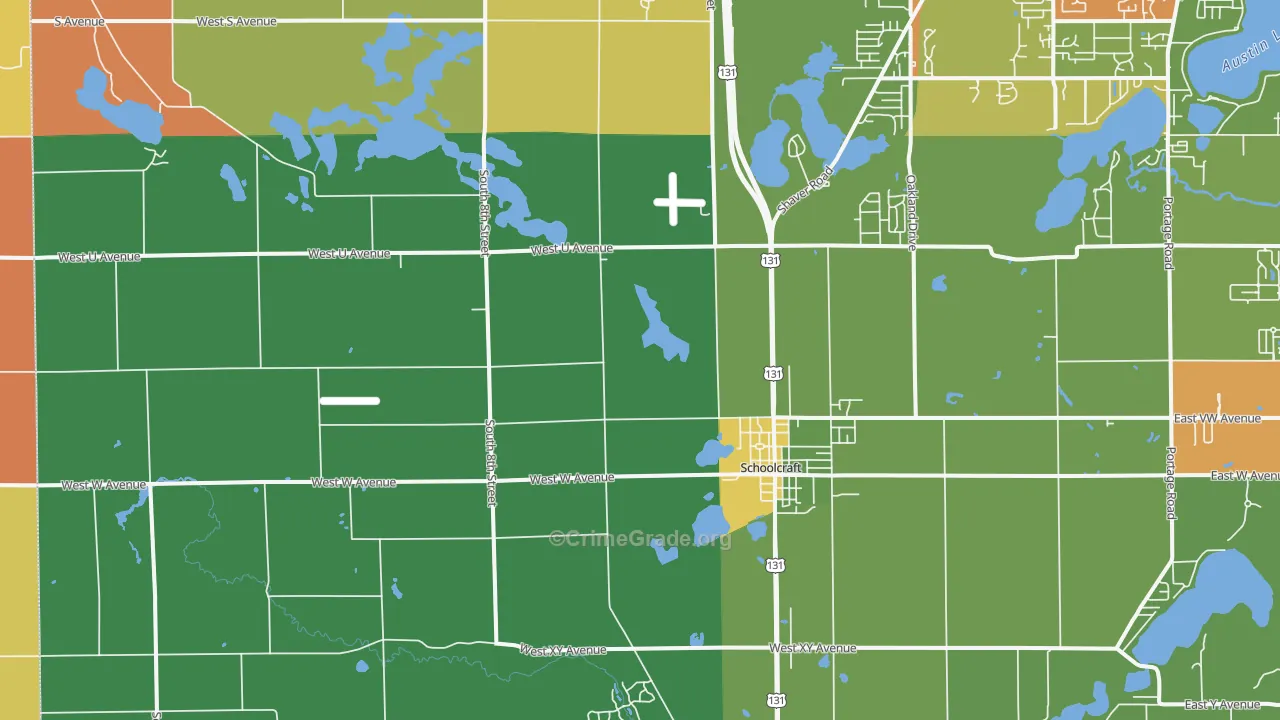 Schoolcraft, MI Map of Arson Rates