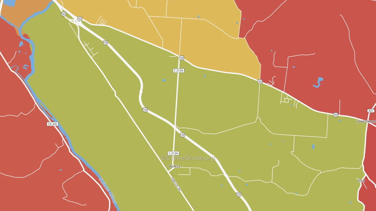 Schooleys, OH Map of Arson Rates