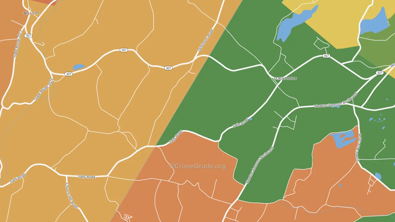 Schultzville, PA Map of Arson Rates