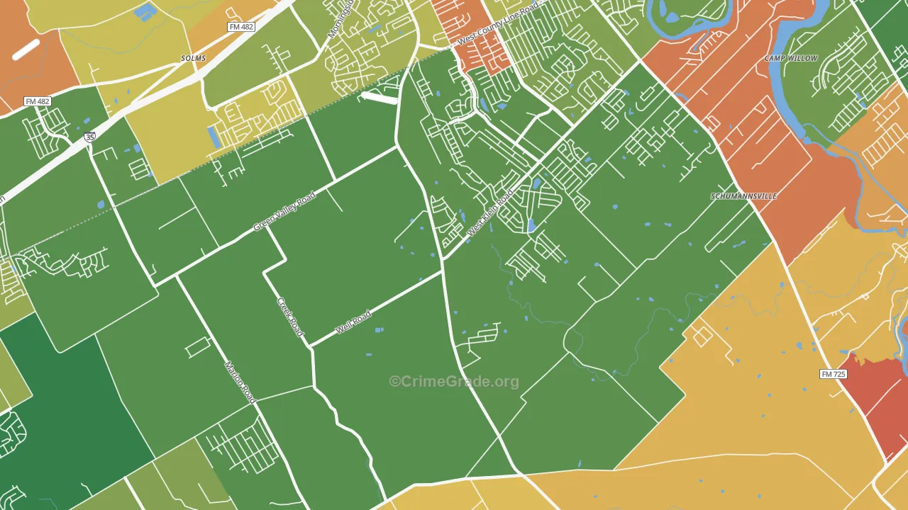 Schumannsville, TX Map of Arson Rates