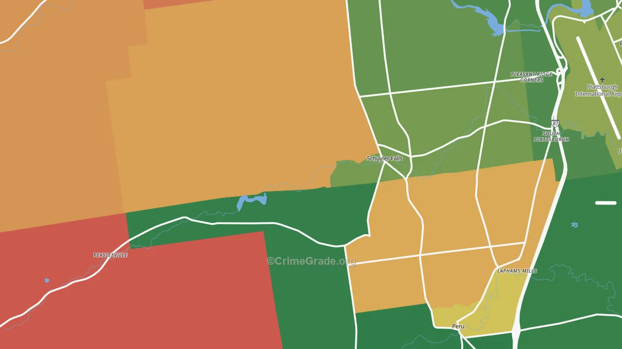 Schuyler Falls, NY Map of Arson Rates