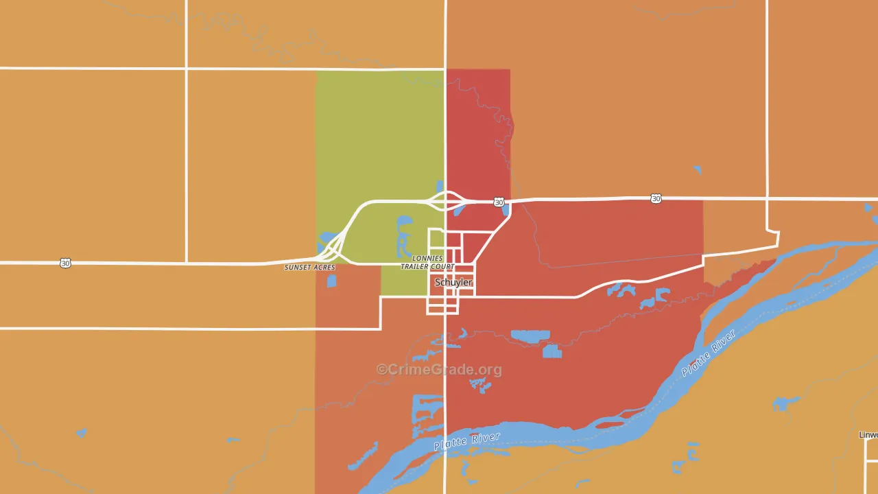 Schuyler, NE Map of Arson Rates