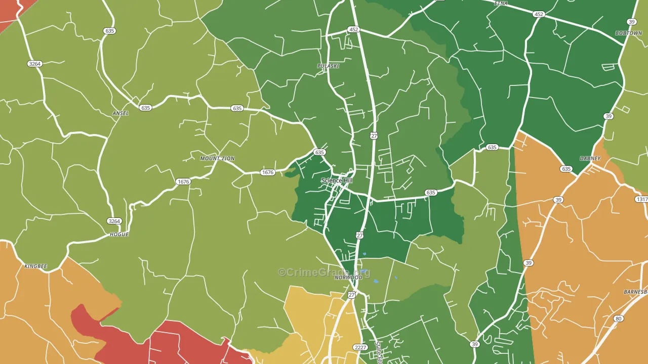 Science Hill, KY Map of Arson Rates