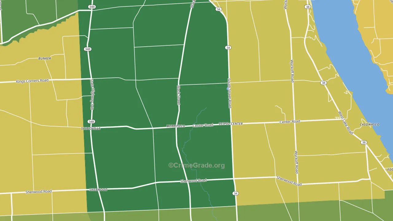 Scipio Center, NY Map of Arson Rates