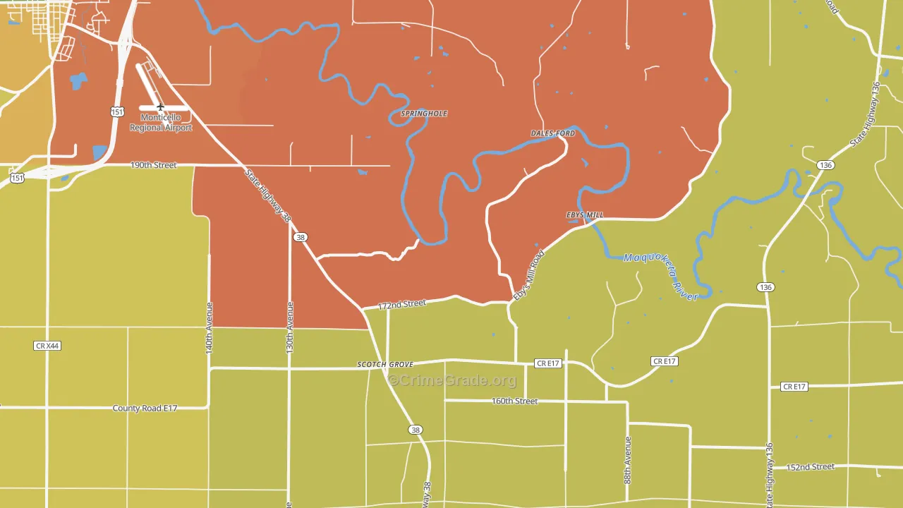 Scotch Grove, IA Map of Arson Rates
