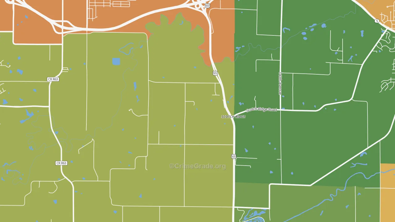 Scotch Ridge, IA Map of Arson Rates