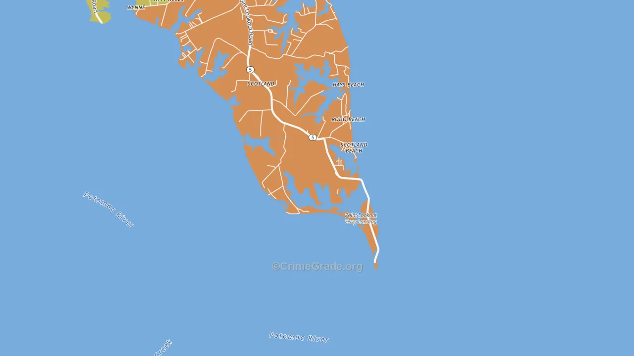 Scotland Beach, MD Map of Arson Rates