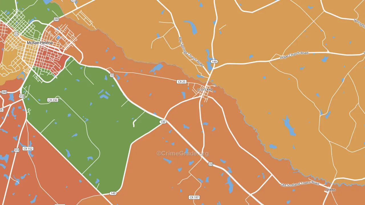 Scotland, GA Map of Arson Rates